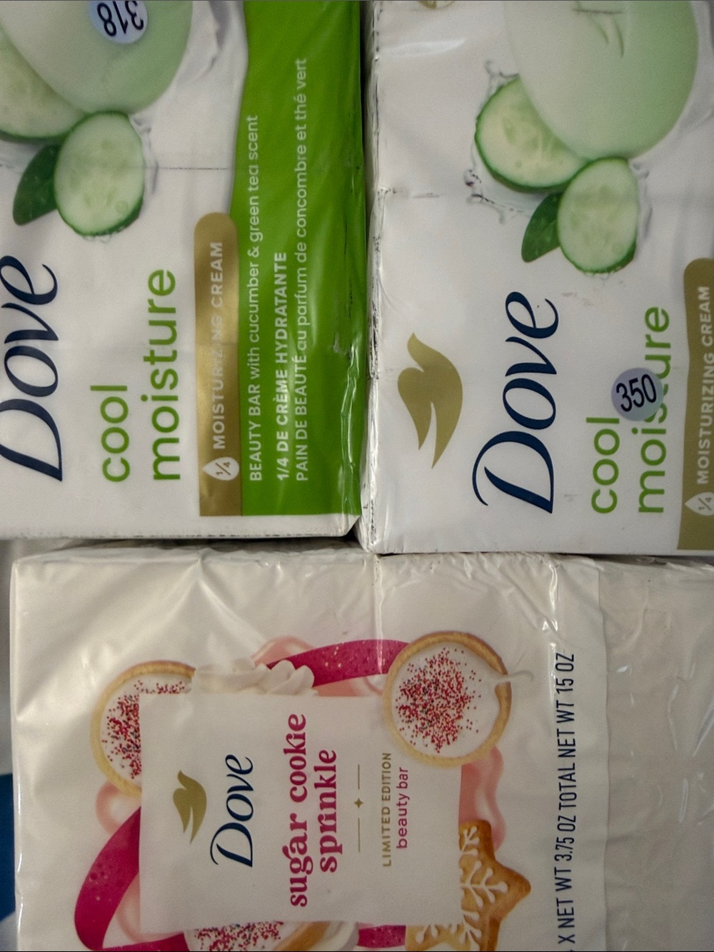Dove Cool Moisture & Sugar Cookie Sprinkle Dual Bar Soap - Dove, White & Cream